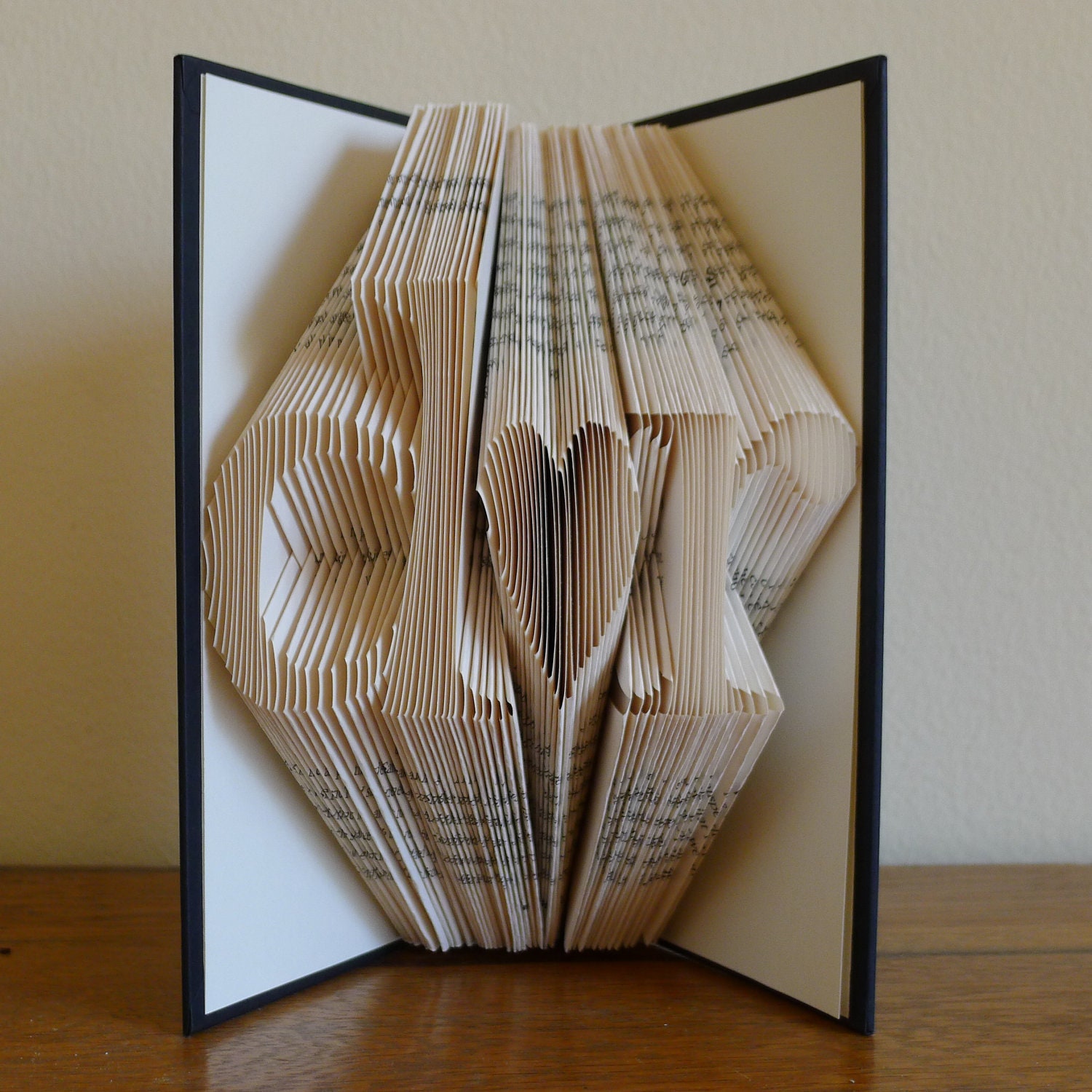 Folded Book Art - Sculpture - Gift for Boyfriend Anniversary Girlfriend  - Paper Anniversary Gift - Handmade - Gift for Him - TIMES FONT