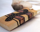 Wood Pendant Necklace - Natural Wooden Mens or Womens Abstract