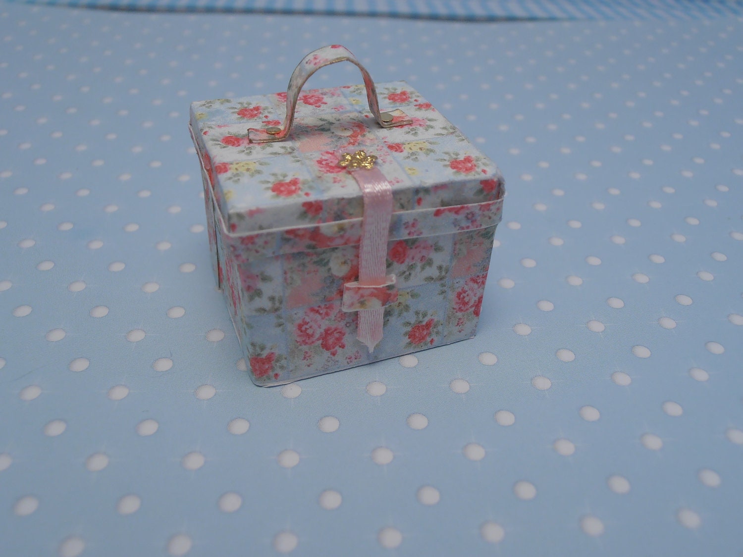Miniature Romantic luggage C - shabby chic suitcase No open