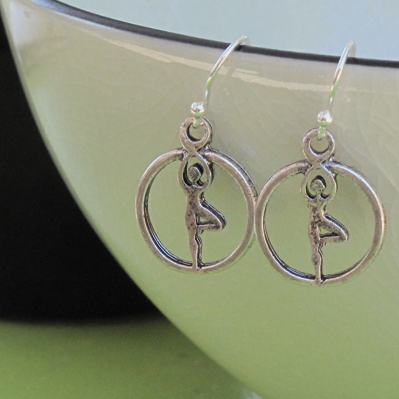 Yoga Earrings, Tree Pose Earrings, Yoga Jewelry, Yoga Gift