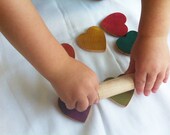 Wooden heart cookies with rolling pin - a Waldorf inspired kitchen toy