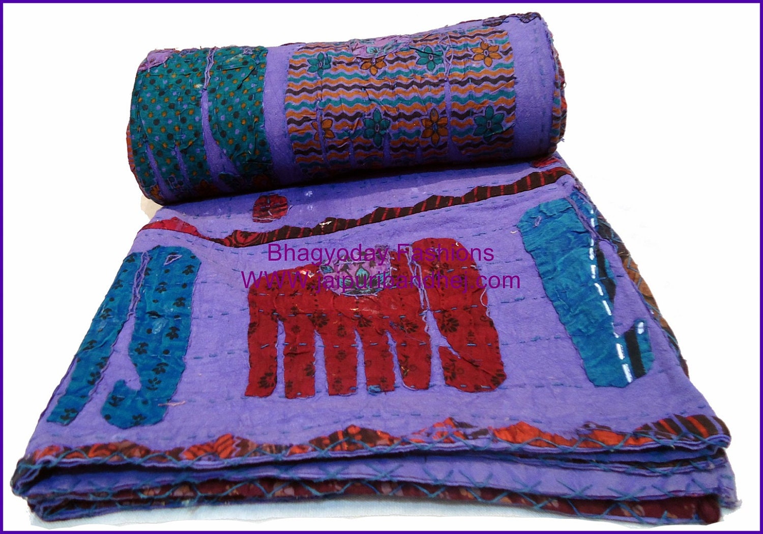 Authentic Vintage Cotton Sari Kantha Quilt Quilted Patchwork Bedspreads, Gudari Handmade Tapestery Bedding patchwork bed cover