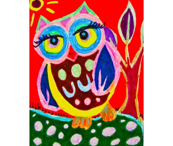 Owl Print, Kids Wall Art, Owl Poster, Nursery Room Art, Girls Room Decor, Art For Children 8x11 by Paula DiLeo