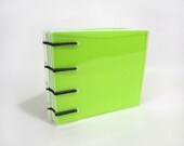 Neon Lucite Blank Book - Coptic bound - Bright Green Journal
