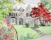 House Portrait Painting - 8 x 10" Custom Illustration - Personalized Paintings Housewarming, Anniversary, First Home, Wedding, Holiday Gift