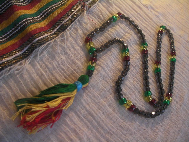 Acrylic Jah Beads (Rastafarian Prayer Beads) with Translucent Accent Beads