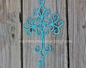Turquoise Cross Wall Hook, Single Decorative Hanger, Bright Blue Shabby Chic, Painted Metal, Nursery Decor, Jewelry Accessory