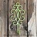 Metal Wall Hook /Retro Green /Bright Shabby Chic Decor /Ornate Hanger /Key Holder /Bathroom Fixture /Bedroom /Laundry /Nursery