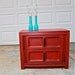 Red Vintage Nightstand/ Side Table/ End Table/ Antiqued/ Bedroom/ Living room/ Furniture/ TV Stand