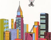 BALLOON in NEW YORK, 10x13 Screen print