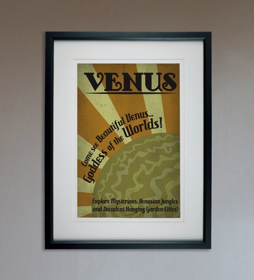 Retro Sci-Fi Venus Travel Poster - 13x19 Print