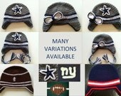 Football Hat Team Colors, Baby Kid Adult Crochet SZ Newborn to Adult Many Variations