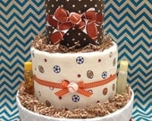 Football Diaper Cake for Baby Shower Centerpiece or New Baby Gift