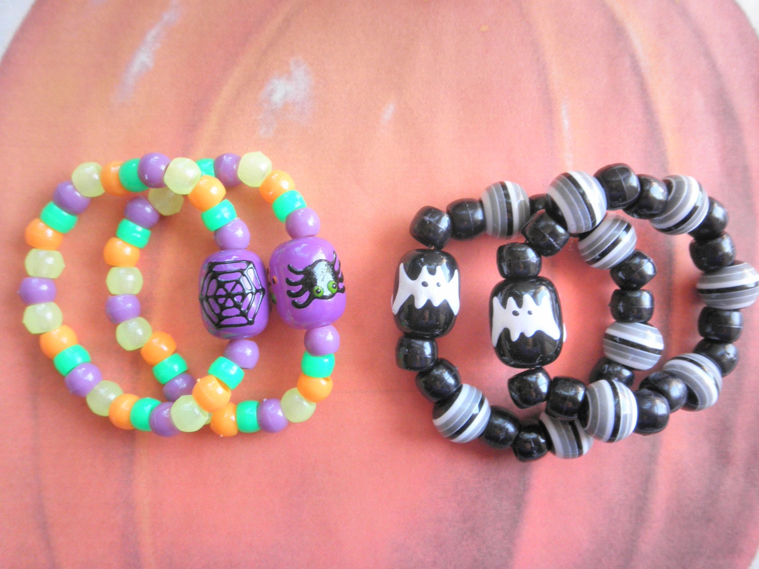 Halloween Party Favors Stretch Bat and Spider Bracelets Set of 4
