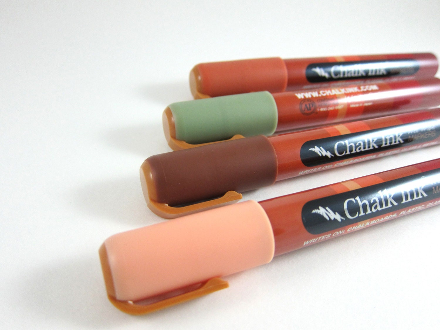 Chalk Ink Markers - Earth Tones Set of 4 - Peach, Brown, Green, Terra Cotta