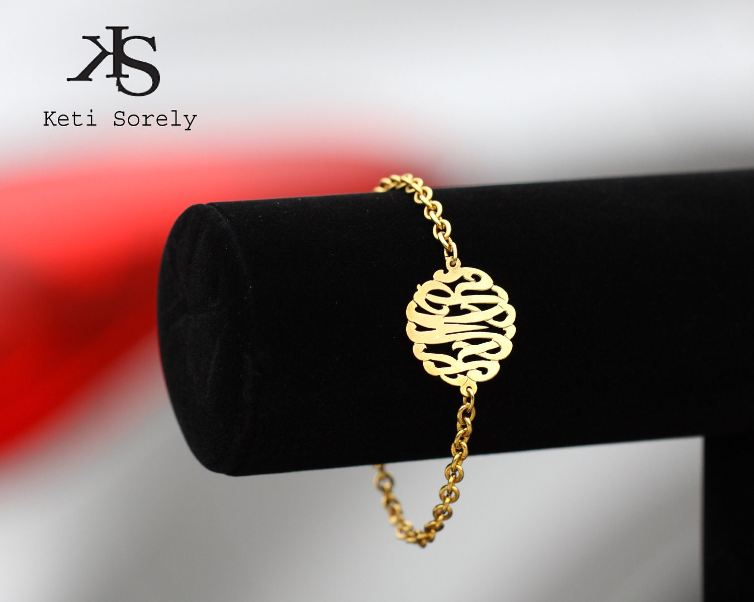 Monogrammed Initials Bracelet Small (Order Any Initials) - with Gold Overlay