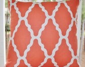 Decorative Designer Pillow - 20 x 20 Orange Quatrefoil Geometric Trellis Pattern Designer Cover - Throw Pillow