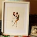 On the Moon - Custom Wedding Portrait Original Illustration - Unframed 8"x10"