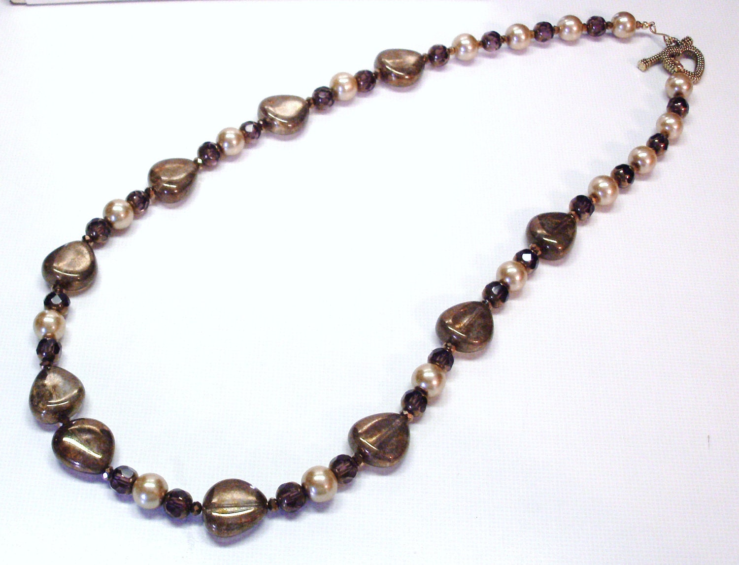 Handmade Beaded Necklace in Champagne