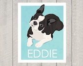 Boston Terrier Art Print - Custom Dog Art - 8x10