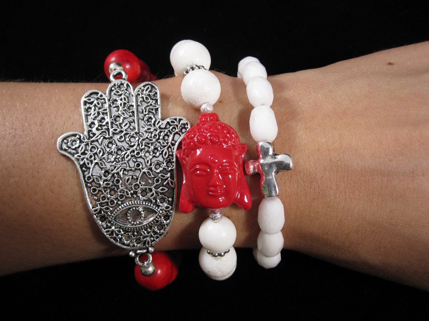 Buddha Beaded Gemstones Bracelets set