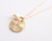 PERSONALIZED INITIAL Coin with 14K gold filled chain-simple everyday jewelry