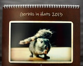 SALE Gerbils in Hats Wall Calendar Yearly 2013 12 Month
