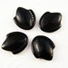 Vintage Opaque Jet Black Glass Petal Leaf Cabochons 16 x 13mm (4)