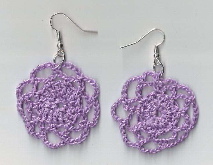 Hand Crocheted Earring, Lavender