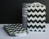 20 Black Chevron Stripe Mini Bitty Bags -2.75"x4"