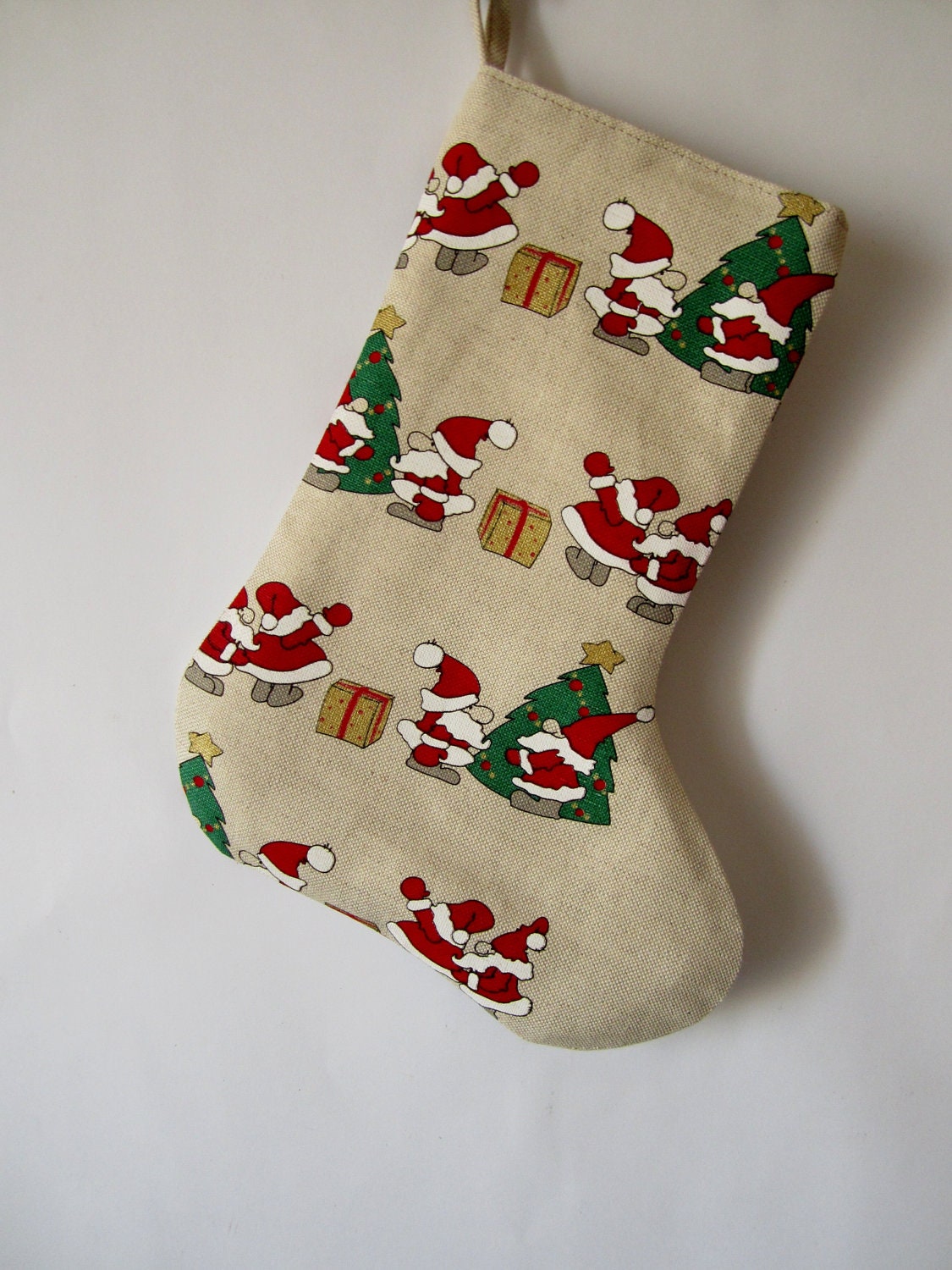 Christmas stocking, linen christmas stocking, Santa Claus stockings, gift present stockings, Christmas stockings