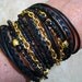 Vegas Nights Black Gold Iridescent Chic Endless Leather Wrap Beaded Bracelet...."FREE SHIPPING"