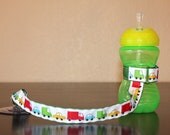 Bottle Tether, Toy Tether, Sippy Strap with Suction Cup- Vehicles