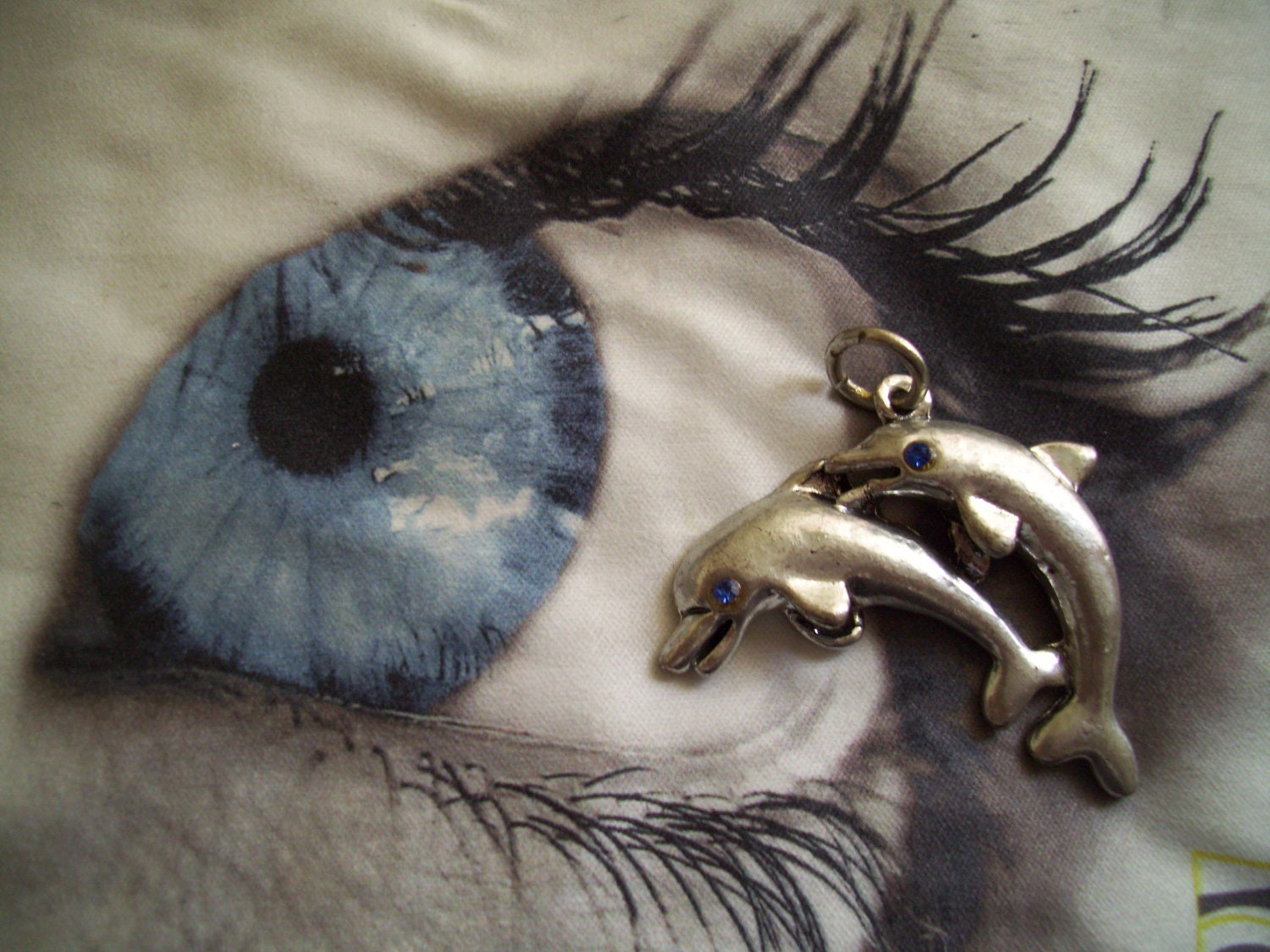 Vintage Double Leaping Dolphins Charm Pendant. 80s Silver Sea Life Charm. GVS team