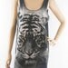 Tiger T-Shirt Art Animal Tank Top Tiger Shirt Tiget T-Shirt Dark Brown T-Shirt Tunic Screen Print Size M