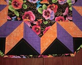Pansies& Butterflies with metalic highlights. Kit to make this Octogon Table Center piece. 24" x 24"