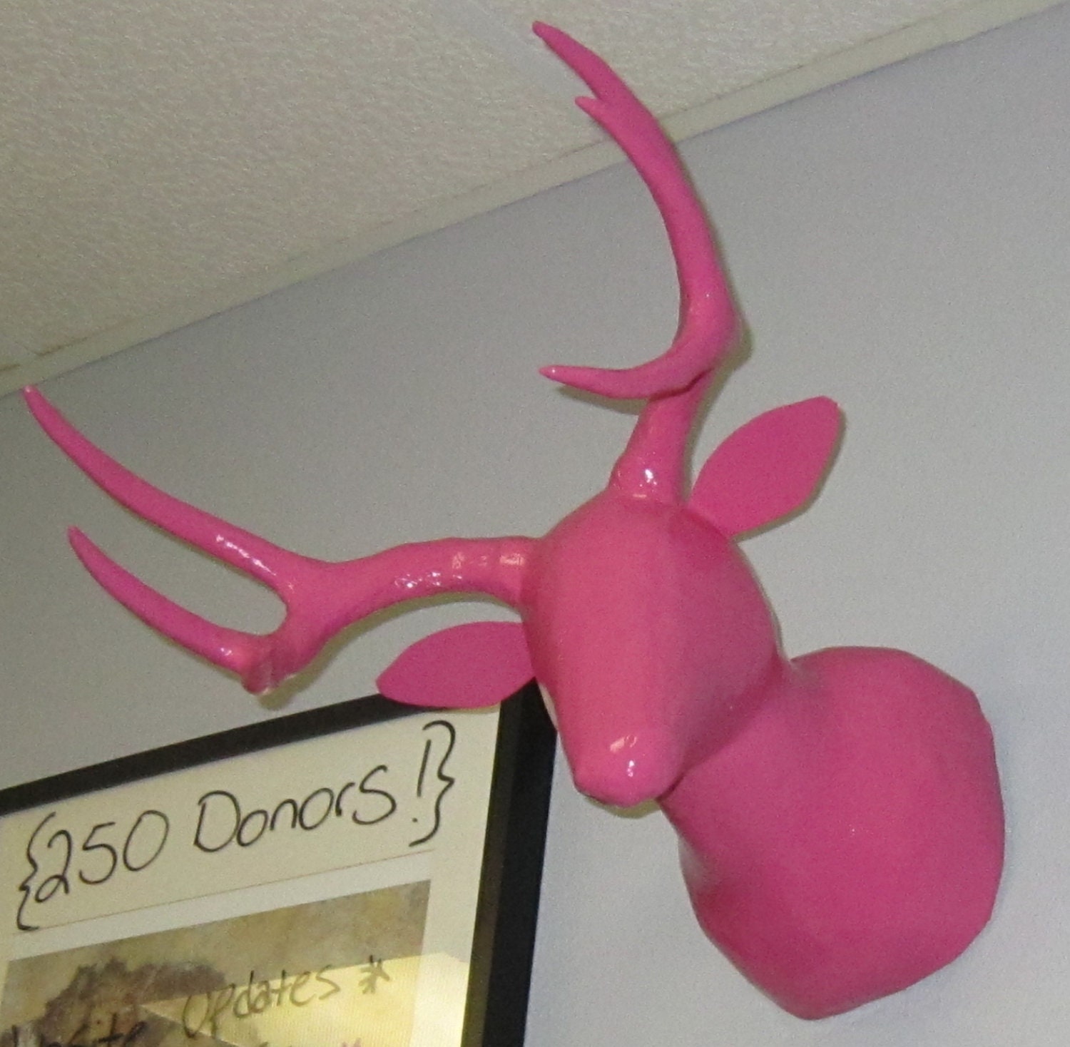 Hot Pink Faux Deer Head - Paper Mache