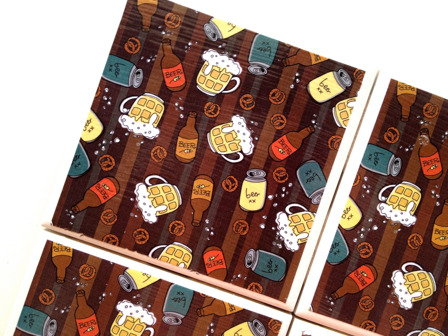 Beer Glass Coasters, Drink Tiles, Man Cave Home Decor, Gifts For Men, Father's Day, Mancave Decor, Bar Coasters