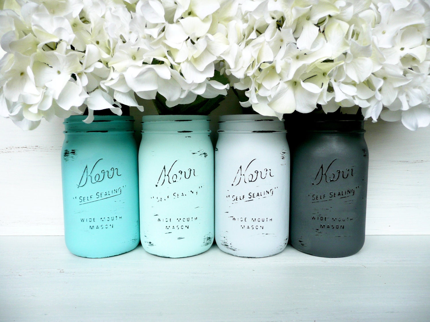 Tortola Ombre - SUMMER, Graduation Party Decor / Painted Mason Jars / Home Decor / Decoration / Vase