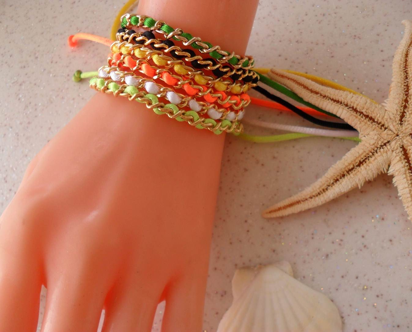 Colorful Bracelets - Neon Bracelet - Chain - Bangle - Bracelet - Macrame - Summer Style - Beach - Summer