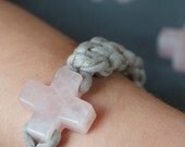 Fabric yarn bracelet with cross