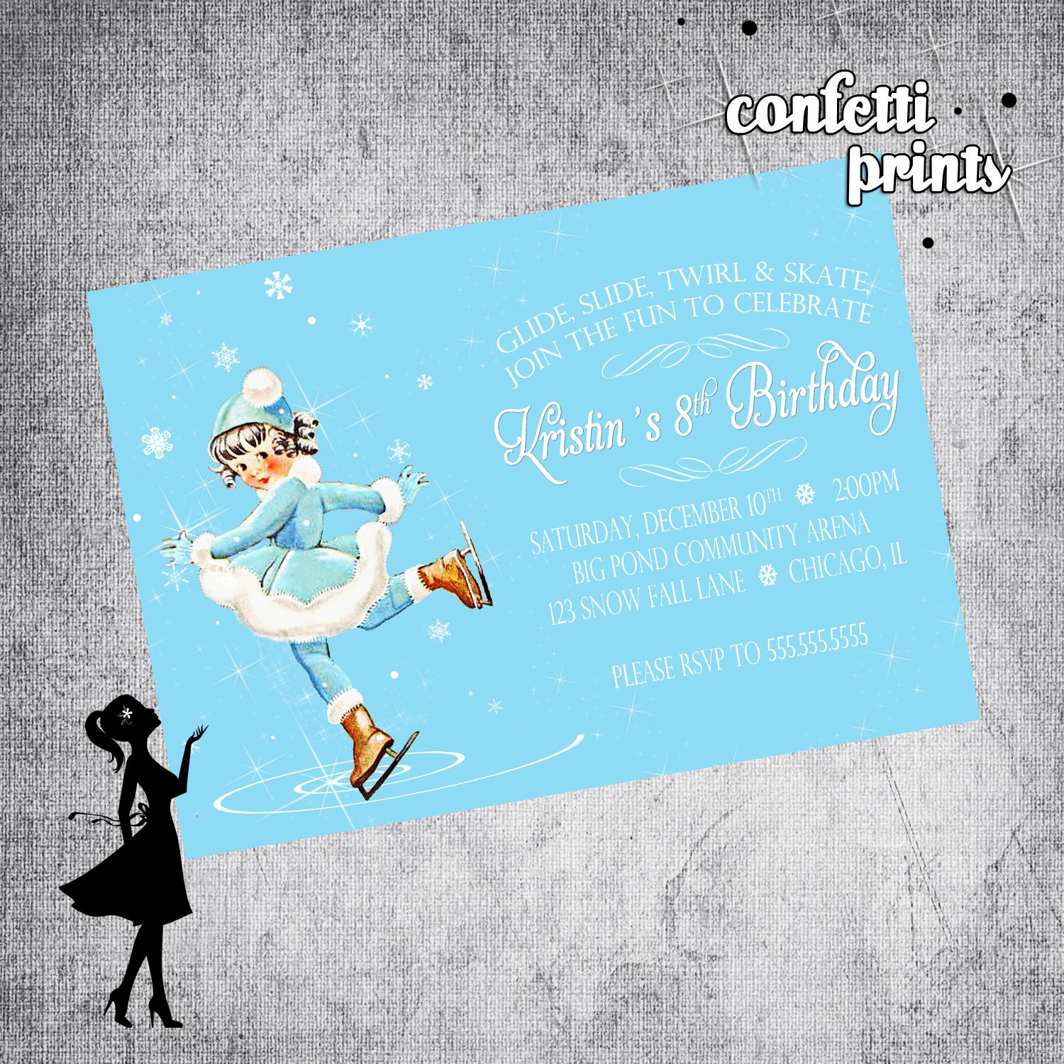 Vintage Birthday Invitation - ICE PRINCESS Printable Il_570xn