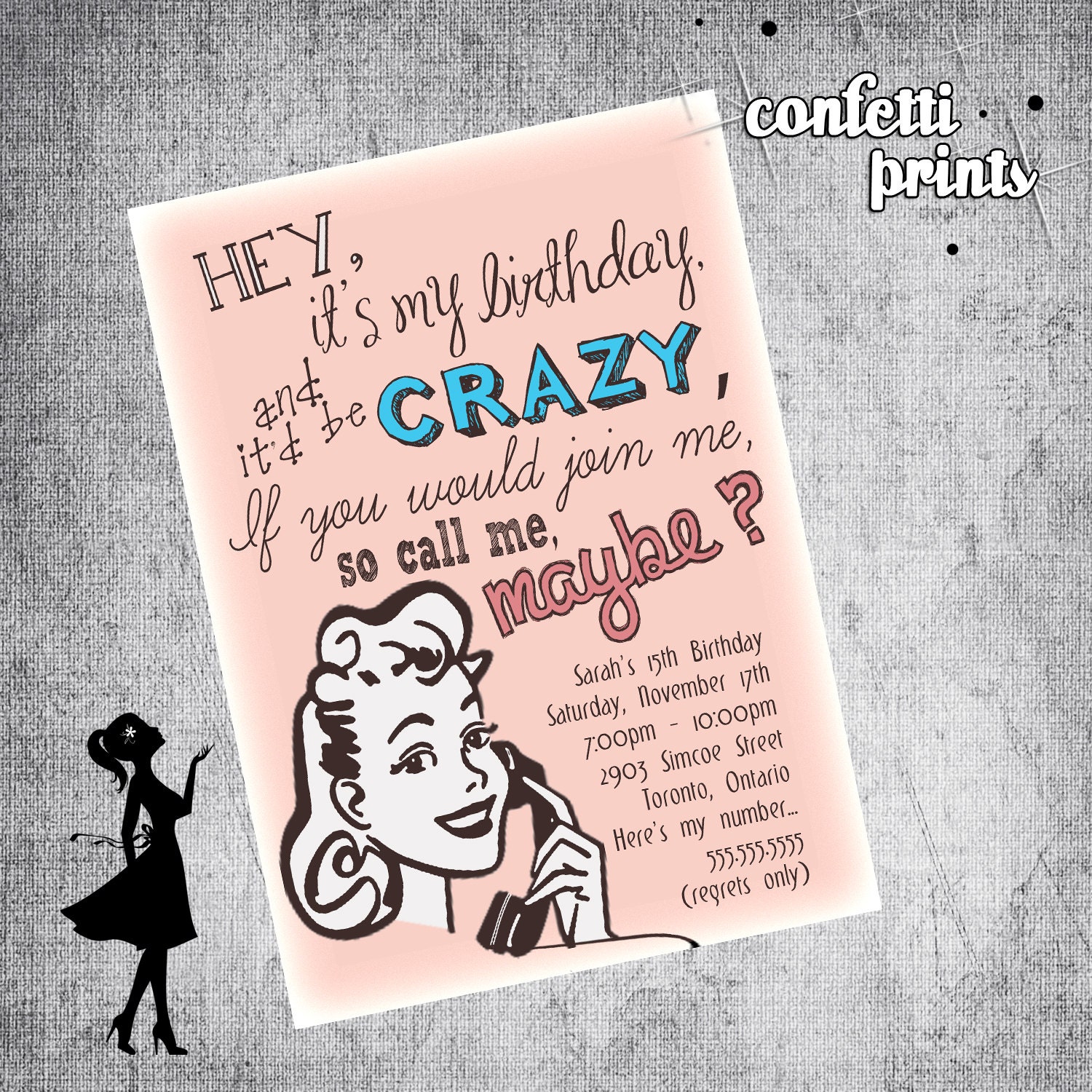 Birthday Invitation - CALL ME MAYBE Printable Il_570xn