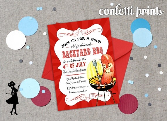 BBQ Invitation - HOT DIGGITY Printable Il_570xn