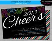 DIY PRINTABLE -2013 Cheers New Years Party Invitation - Personalized Digital Printable Invite Card 4x6 or 5x7 JPEG