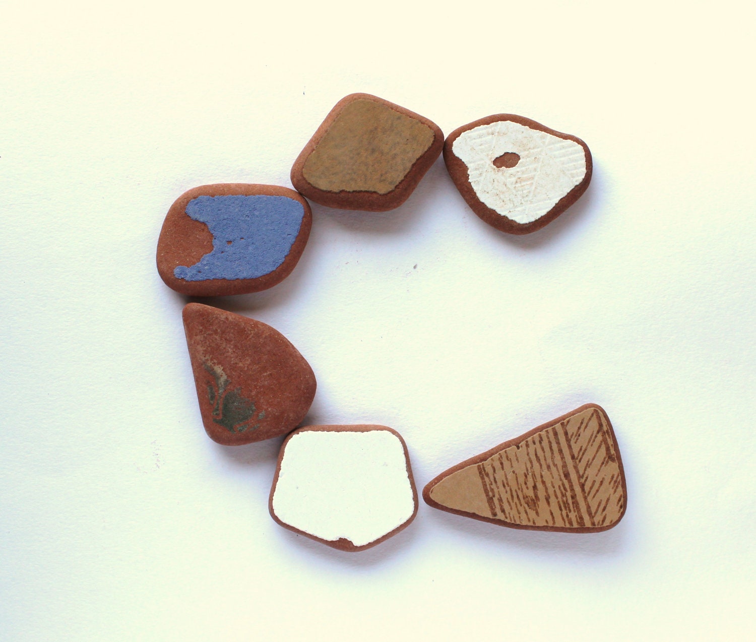 Italian beach pottery shards, natural beads, sea shards, jewelry supplies, beach jewelry(L52)