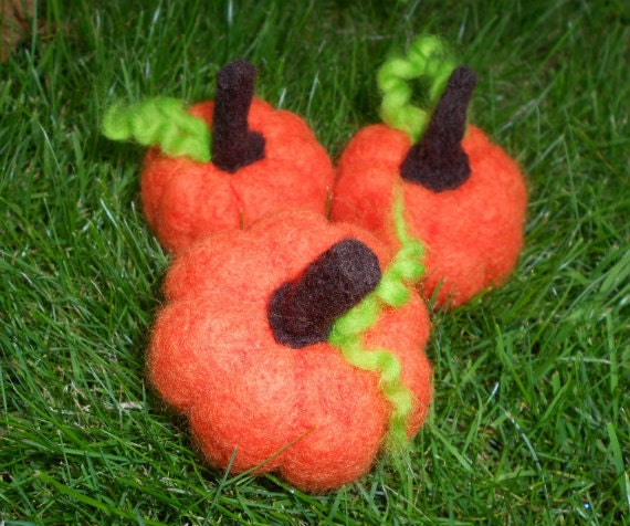 Needle felt Pumpkins Set of Three