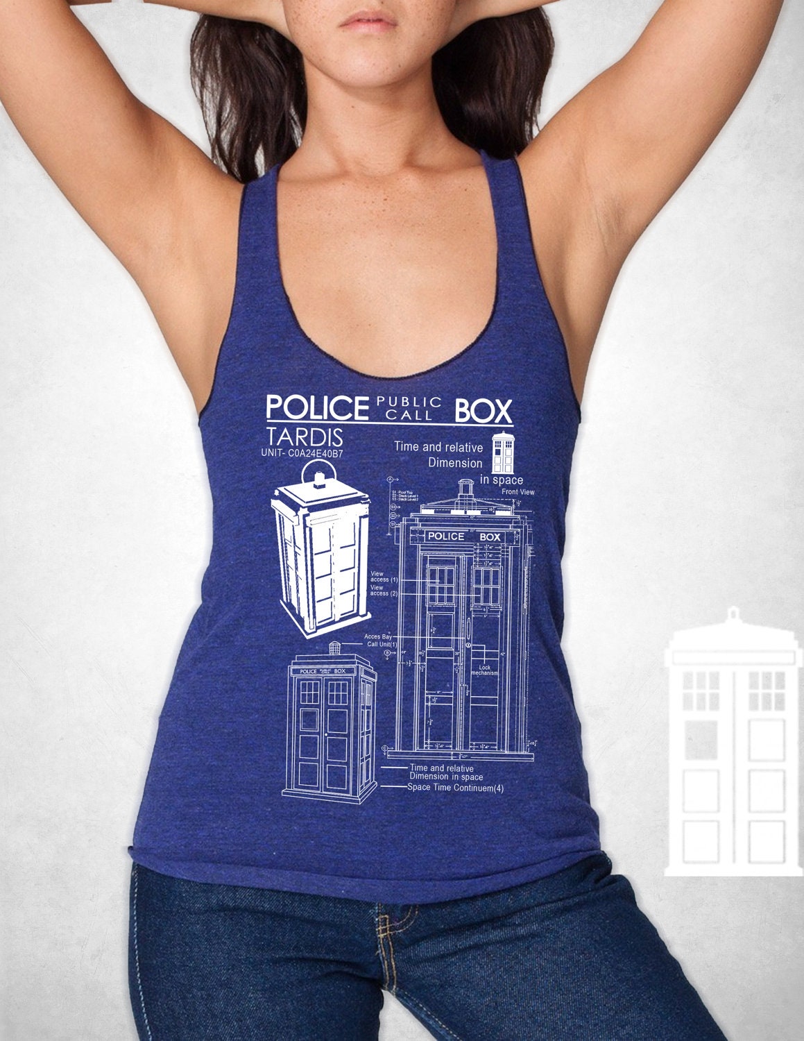 Tardis Blueprints Tank Top Racer back american apparel S M L XL