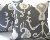 Ikat pillow covers - 18" x 18" - Gray, Ivory, pillow covers - Home Decor