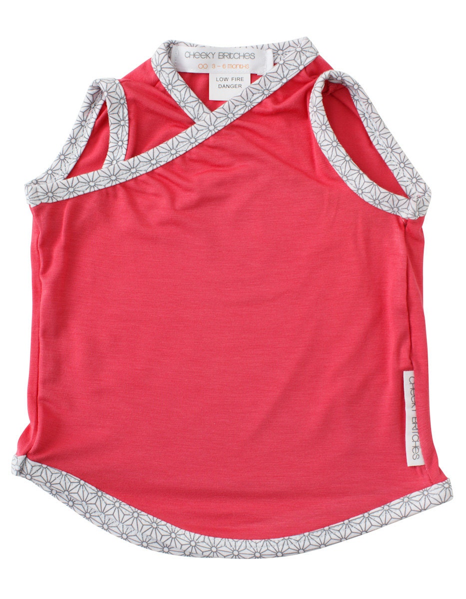 95% Bamboo Japanese Kimono Singlet - Watermelon